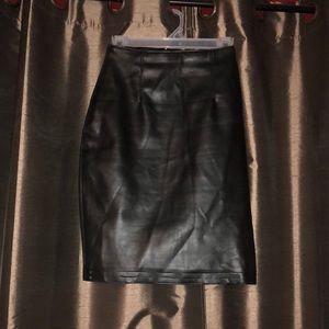 Leather pencil skirt